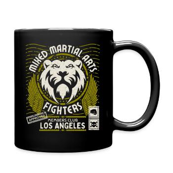 Martial Arts Logo with Lion Head, Los Angeles Fight - Full Colour Mug - black - Right