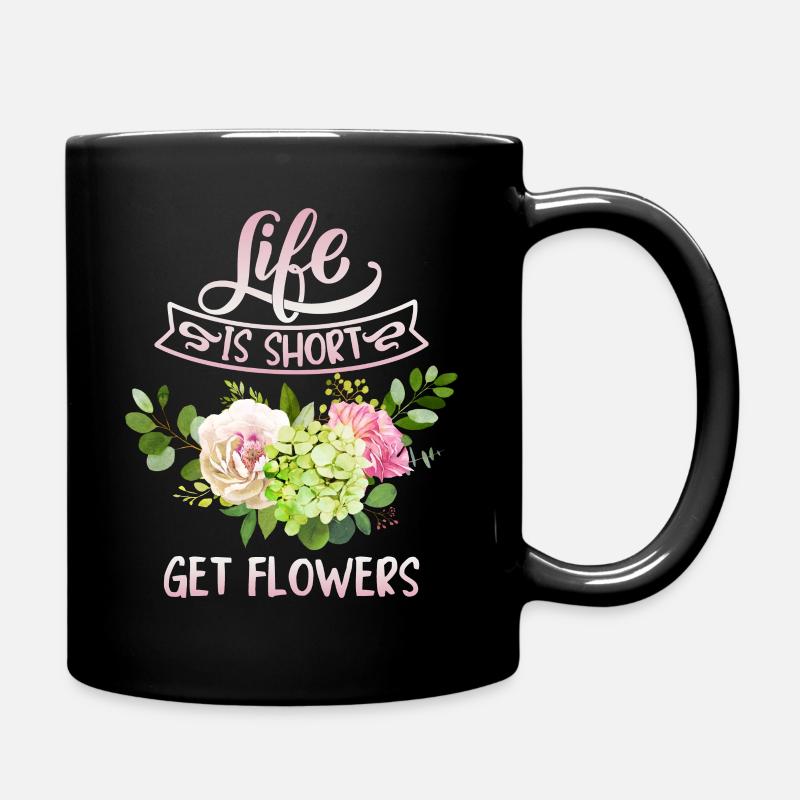 Blumen lustiger Spruch mit Rosen Illustration - Tasse einfarbig - Schwarz