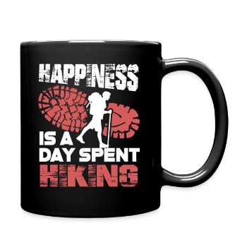 Hiking Happiness Is A Day Spent Hiking - Full Colour Mug - black - Right