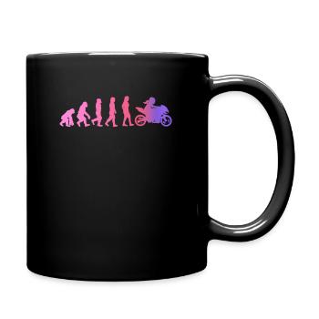 Motorradfahrerin Geschenk Bikerin Evolution - Tasse einfarbig - Schwarz - Rechts