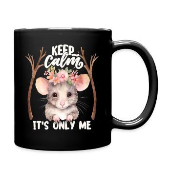 Lustiger Spruch mit niedlicher Maus, Mouse - Tasse einfarbig - Schwarz - Rechts