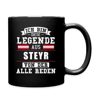 Stadt Steyr Österreich Legende Spruch - Tasse einfarbig - Schwarz - Rechts