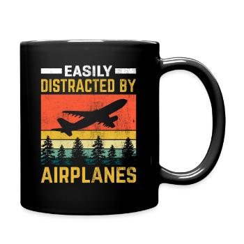 Pilot - Zum Flugzeug fliegen geboren! - Tasse einfarbig - Schwarz - Rechts