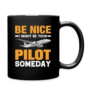 Pilot - Zum Flugzeug fliegen geboren! - Tasse einfarbig - Schwarz - Rechts
