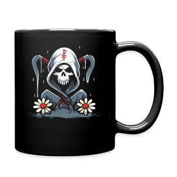 Flower Power of the Cartoon Grim Reaper - Full Colour Mug - black - Right