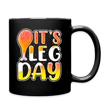 Thankful: It's Leg Day Kids Funny For Thanksgiving - Full Colour Mug - black - Right