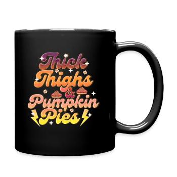 Thick Tights Pumpkin Pies Retro Thanksgiving Women - Full Colour Mug - black - Right