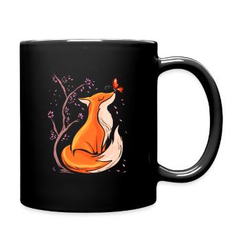 Renard mignon avec des fleurs renards cadeau Nature - Mug uni - noir - Droite