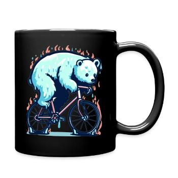 Ours polaire sur le vélo - Mug uni - noir - Droite
