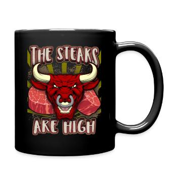 Stierkopf, Bullen, Steak, Fleisch, lustiger Spruch - Tasse einfarbig - Schwarz - Rechts
