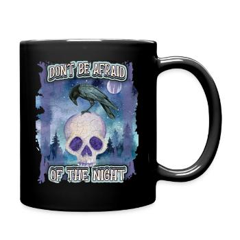 Skull with ravens, eerie night, saying - Full Colour Mug - black - Right
