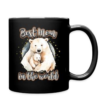 Best Mom In The World, Spruch Muttertag, Eisbären - Tasse einfarbig - Schwarz - Rechts