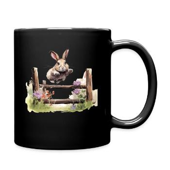 Kaninhop Discover the world of rabbit sports - Full Colour Mug - black - Right