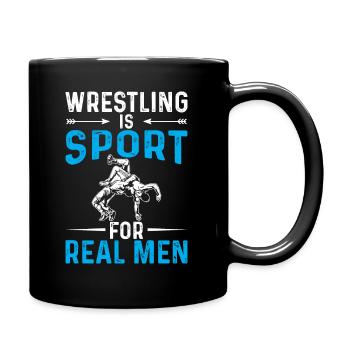 Wrestling is a sport for real men - Full Colour Mug - black - Right