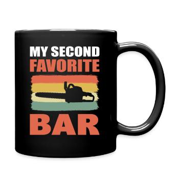 Lustige Kettensäge Logger - Tasse einfarbig - Schwarz - Rechts