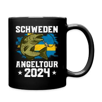 Schweden 2024 Angeln in Schweden - Tasse einfarbig - Schwarz - Rechts