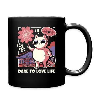 Love life like a Japanese cat - Full Colour Mug - black - Right