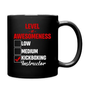 Level Of Awesomeness Kickbox-instruktor Mixed - Tasse einfarbig - Schwarz - Rechts