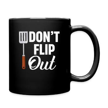 Nicht Ausflippen! Spachtel Wortspiele Utensil - Tasse einfarbig - Schwarz - Rechts