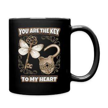 Love Saying, Lock and Key, Valentine's Day - Full Colour Mug - black - Right