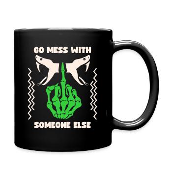 Frecher Spruch, Anti-Mobbing, Mittelfinger - Tasse einfarbig - Schwarz - Rechts