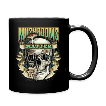 Lustiger Totenkopf, Psychedelische Kunst, Pilze - Tasse einfarbig - Schwarz - Rechts
