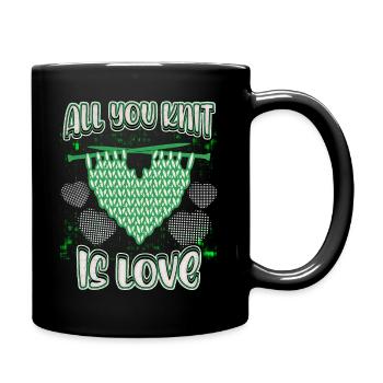 tricot drôle dire aiguilles à tricoter, coeur à tricoter - Mug uni - noir - Droite