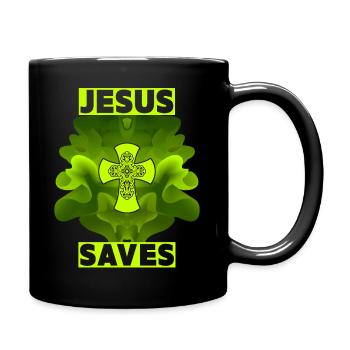Jesus Christus, Christliches Kreuz, Jesus Saves - Tasse einfarbig - Schwarz - Rechts