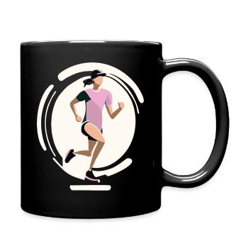 Laufende Frau - Tasse einfarbig - Schwarz - Rechts