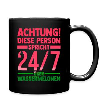 Früchte Wassermelone - Tasse einfarbig - Schwarz - Rechts