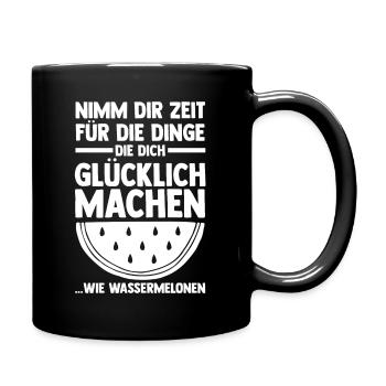 Früchte Wassermelone - Tasse einfarbig - Schwarz - Rechts