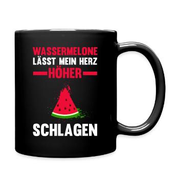 Früchte Wassermelone - Tasse einfarbig - Schwarz - Rechts