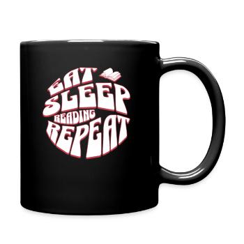 Eat Sleep Read Repeat - Retro Englisch Lehrer - Tasse einfarbig - Schwarz - Rechts