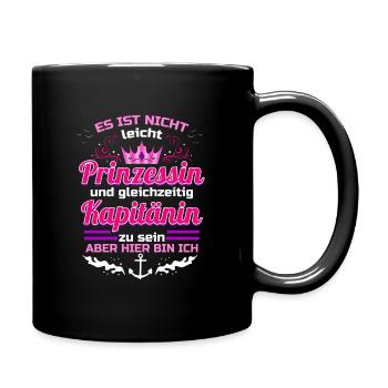 Kapitänin Lustiges Geschenk Segelboot Käptn - Tasse einfarbig - Schwarz - Rechts