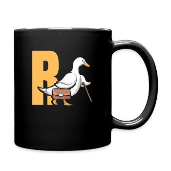 Rente R Ente Rentner Lustiges Geschenk Ruhestand - Tasse einfarbig - Schwarz - Rechts