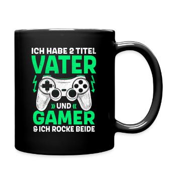 ZWEI TITEL VATER GAMER ROCKE BEIDE PAPA GAMING - Tasse einfarbig - Schwarz - Rechts