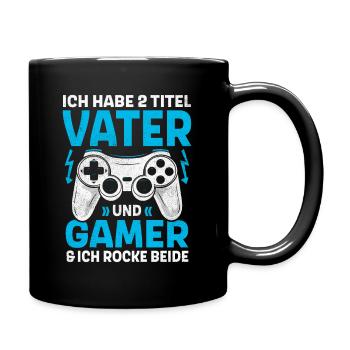 ZWEI TITEL VATER GAMER ROCKE BEIDE PAPA GAMING - Tasse einfarbig - Schwarz - Rechts