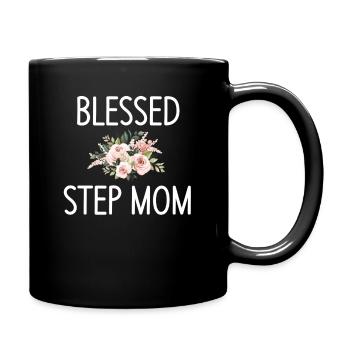 Gesegnete Stiefmutter Lustige Stiefmutter - Tasse einfarbig - Schwarz - Rechts