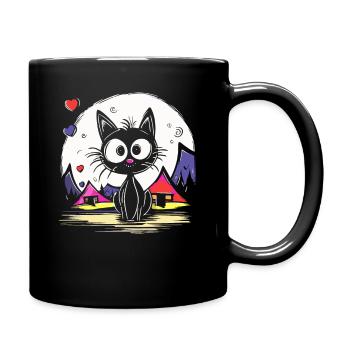 Katzen Urlaub beim Camping - Tasse einfarbig - Schwarz - Rechts