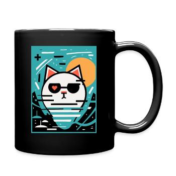Art artiste chat avec coeur - Mug uni - noir - Droite