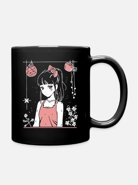 Fille de fleur japonaise - Mug uni - noir