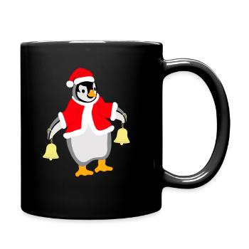 Weihnachtspinguin, Pinguin, Weihnachten, Glocken - Tasse einfarbig - Schwarz - Rechts