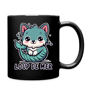 loup de mer citation humour pour marin - Mug uni - noir - Droite