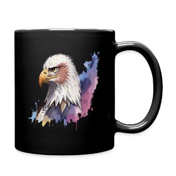 Adler in Wasserfarben - Tasse einfarbig - Schwarz - Rechts