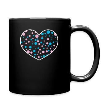 Blaues rosa Polka-Punkt-Herz Internationaler Punkt - Tasse einfarbig - Schwarz - Rechts