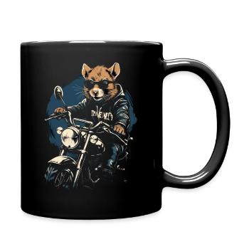 Rat cool sur une moto - Mug uni - noir - Droite