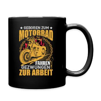 geboren zum motorrad - Tasse einfarbig - Schwarz - Rechts