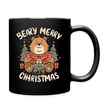 Festliche Bärenumarmung - Tasse einfarbig - Schwarz - Rechts