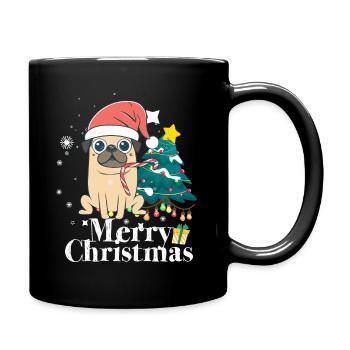 Merry Christmas Pug Dog Christmas - Full Colour Mug - black - Right