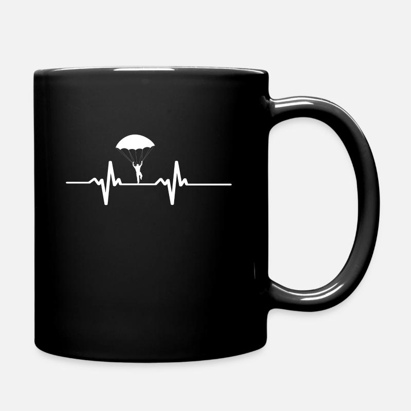 Fallschirm Fallschirmsprung Shirt Herzschlag mann - Tasse einfarbig - Schwarz